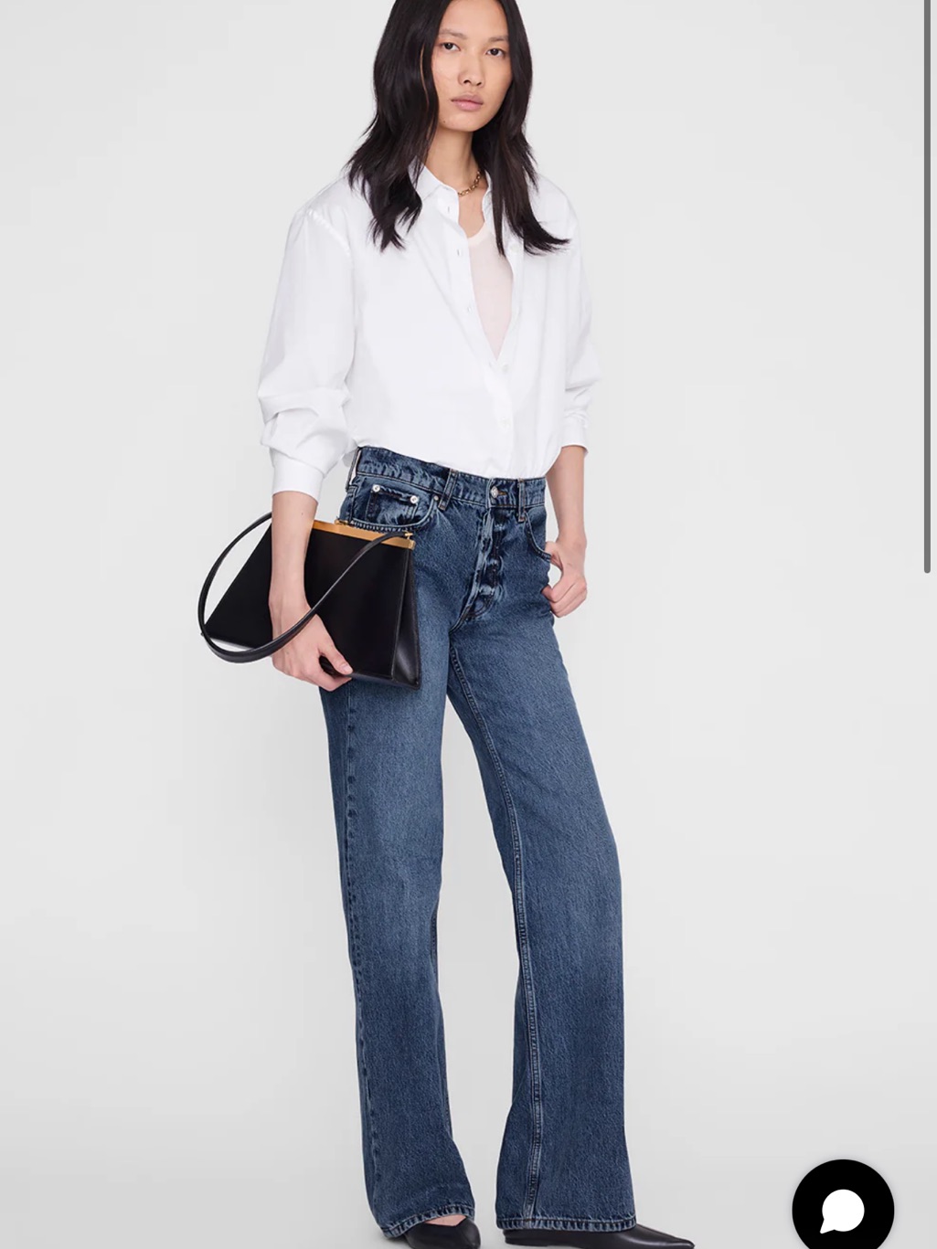 Anine Bing Hugh Jean High-Rise Straight Leg Jeans In Dark Blue